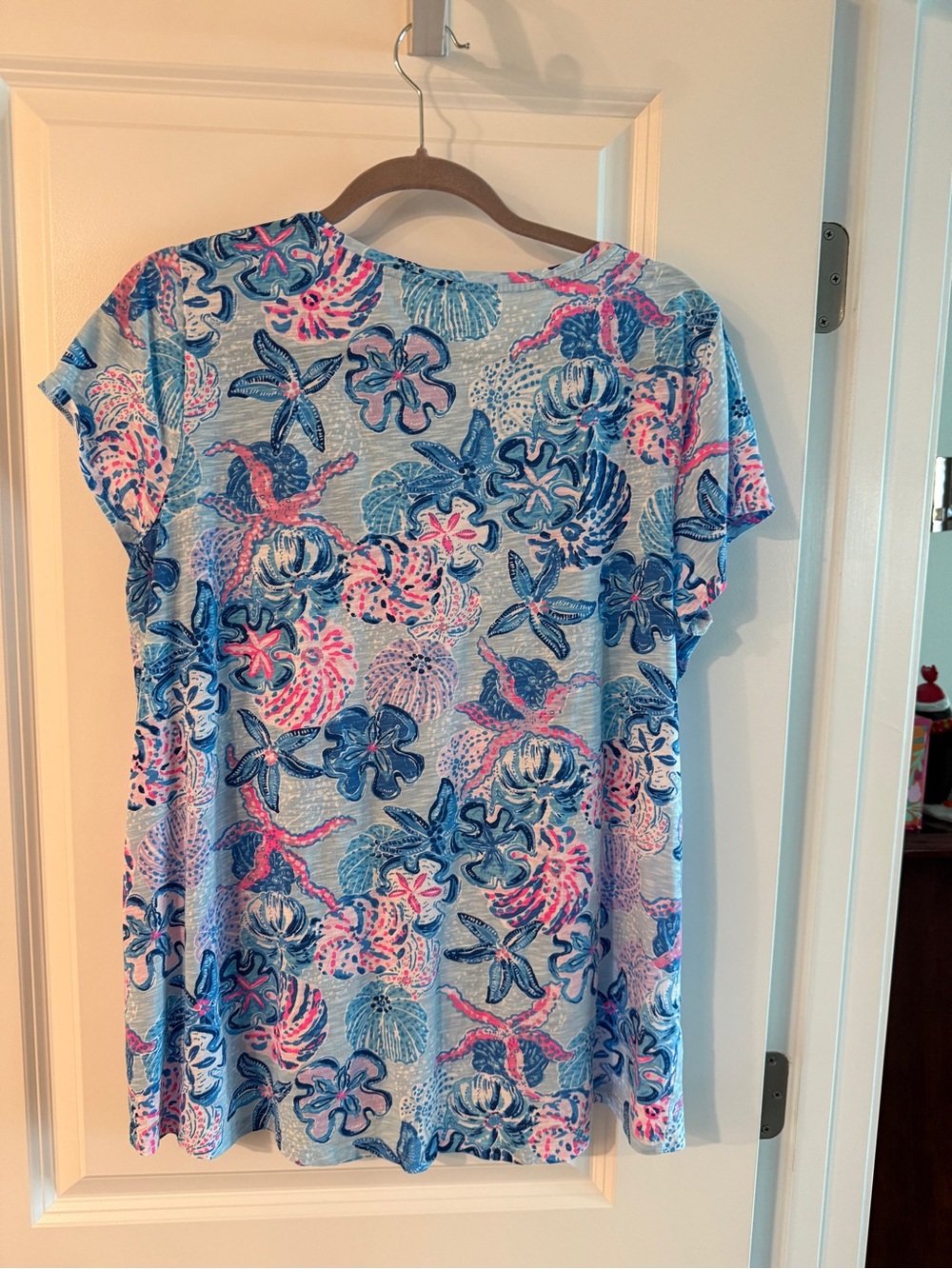 Lilly Pulitzer Short-Sleeve Floral Tee in Blue & Pink - Picture 2 of 3